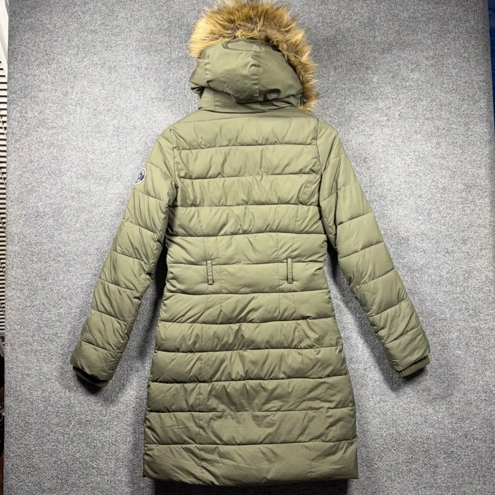 Abercrombie Fitch Jacket Womens Extra Small Ultra Parka Sherpa Lined Olive Green